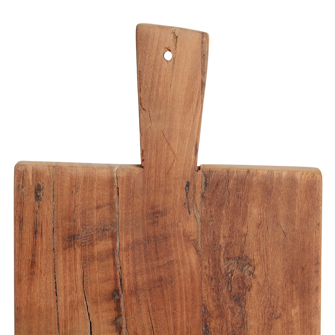 Detail van het handdvat van de houten borrelplank naturel 90 cm Farmwood 