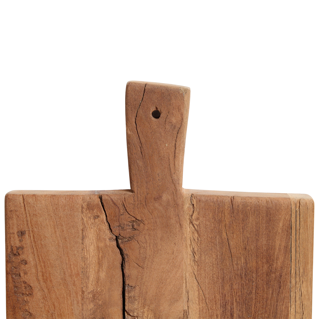 Detail van het handvat van de Farmwood houten borrelplank 60 cm