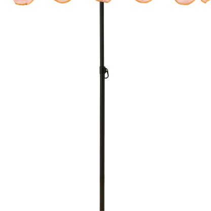 Detail van het handvat van de parasol gestreept geel roze 238 cm 