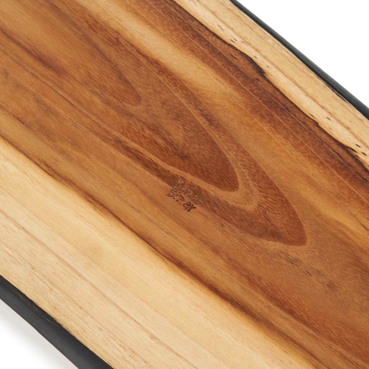Detail van het materiaal van de teakhouten borrelplank groot ovaal naturel zwart 150 cm Bondi
