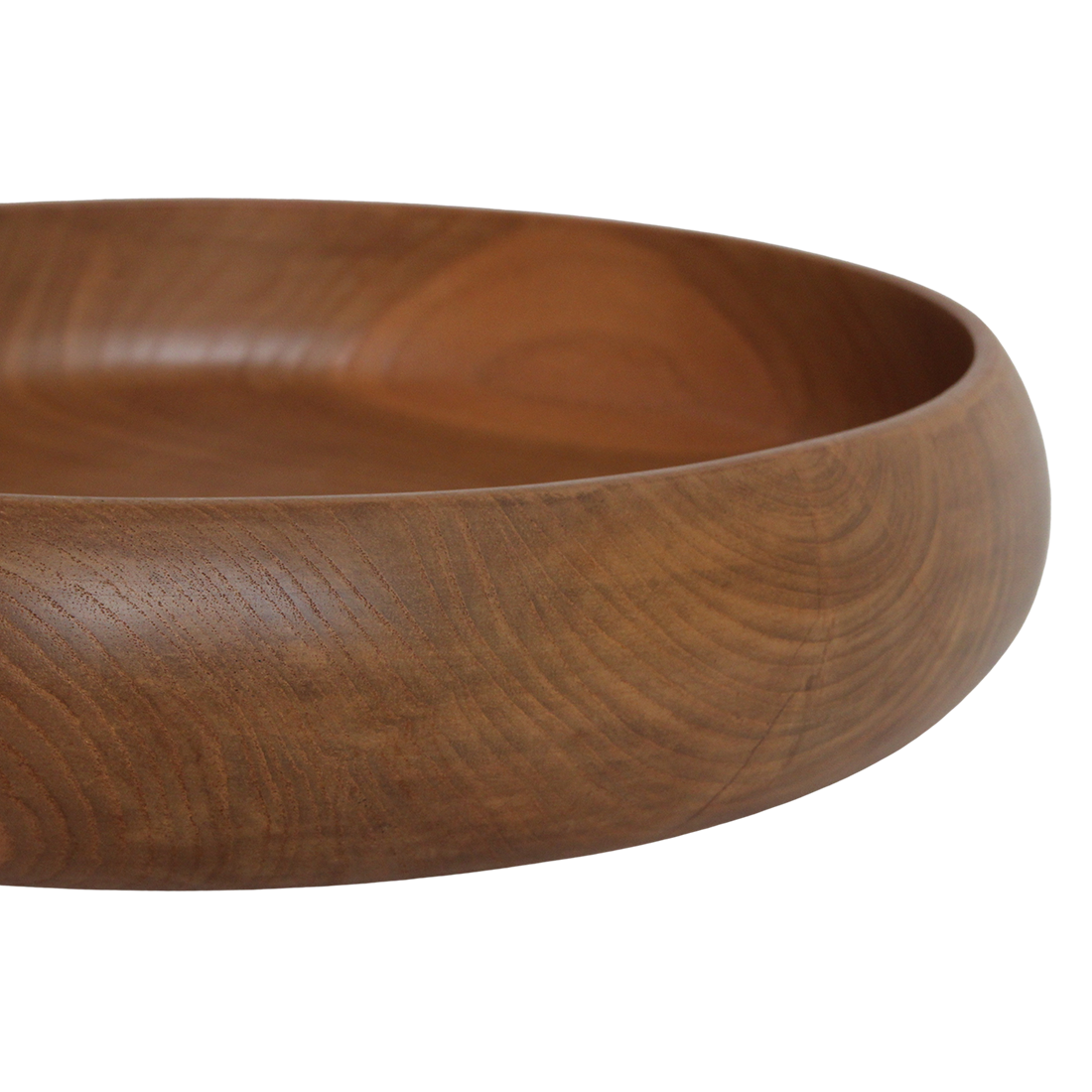 Detail van het materiaal van de teakhouten schaal naturel rond 37 cm Sera