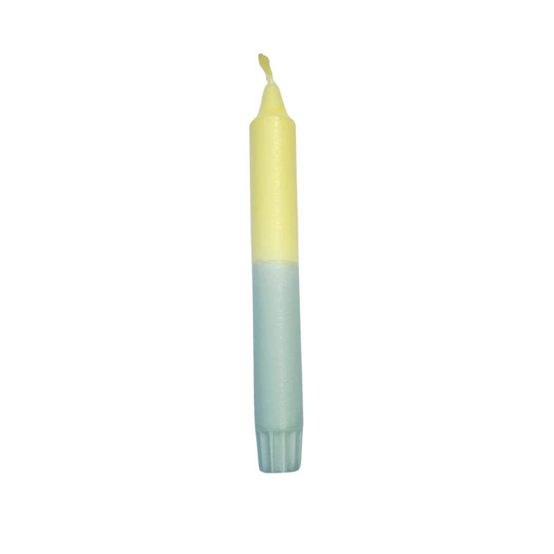 Dip dye duurzame kaars in geel en mintgroen van Dippy
