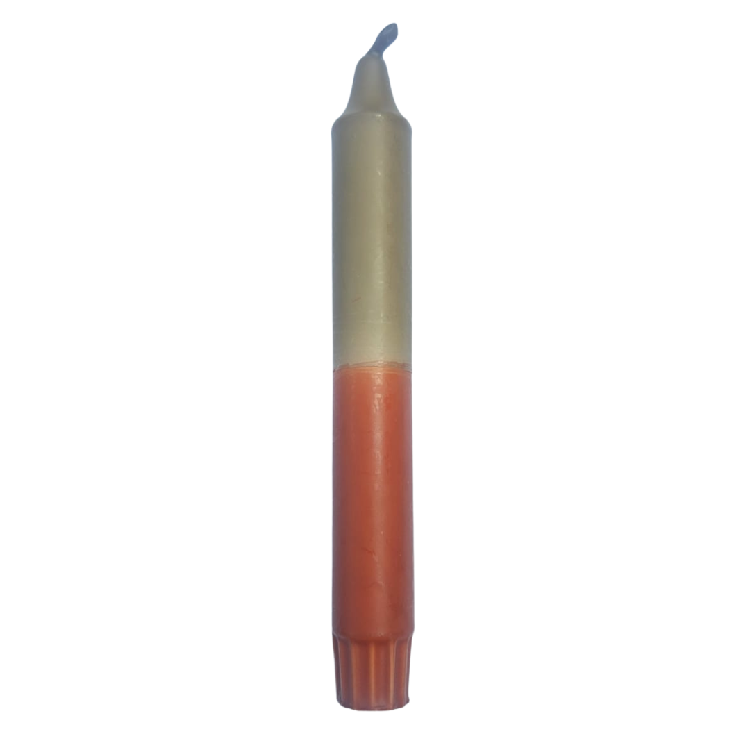 Dip dye duurzame kaars in olijfgroen en terracotta