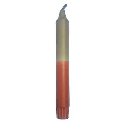 Dip dye duurzame kaars in olijfgroen en terracotta