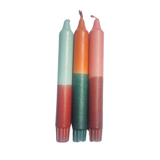 Dippy kaarsenset van 3 duurzame kaarsen dip dye in warme kleuren