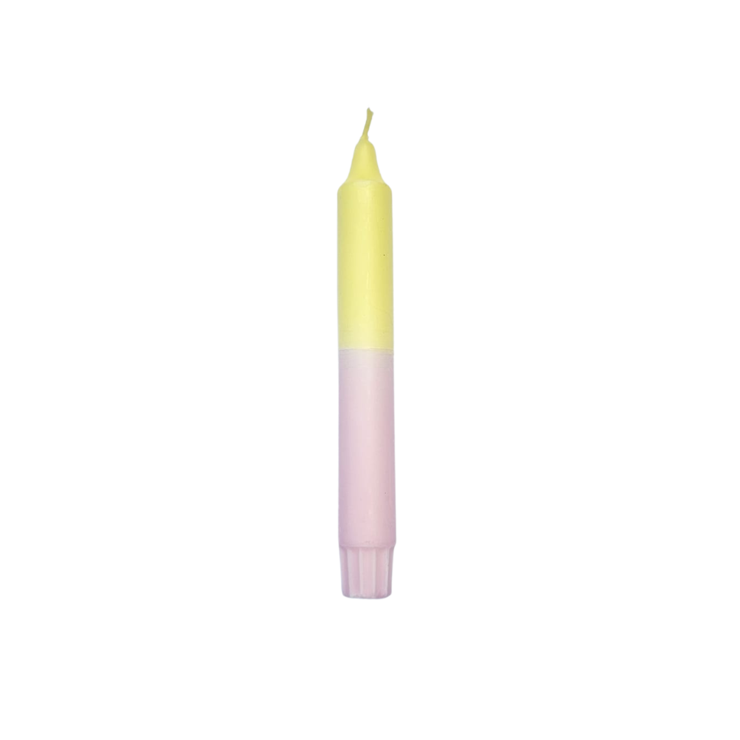 Duurzame kaars in pastel roze en geel van Dippy
