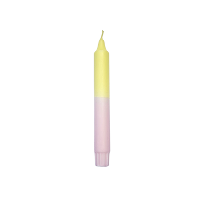 Duurzame kaars in pastel roze en geel van Dippy