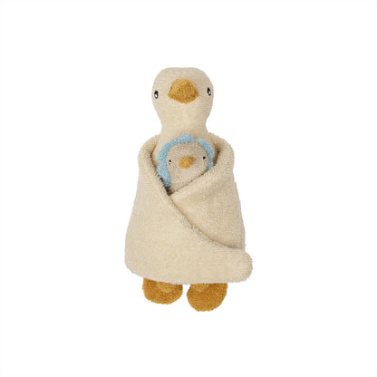 Katoenen witte knuffel eend Dora en Baby Dolli Duck