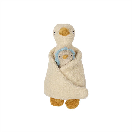 Katoenen witte knuffel eend Dora en Baby Dolli Duck