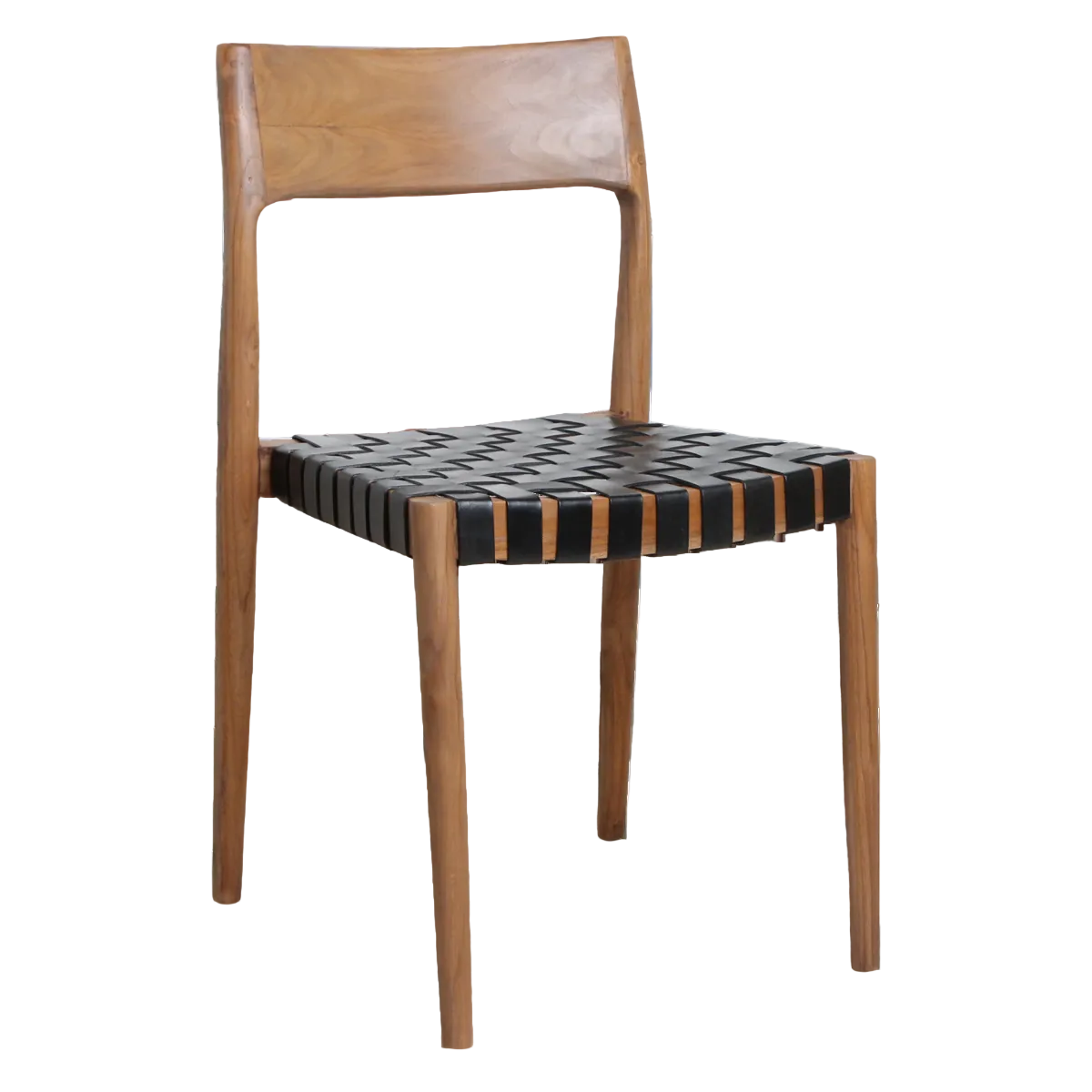 Eetkamerstoel hout zwart leer Freya