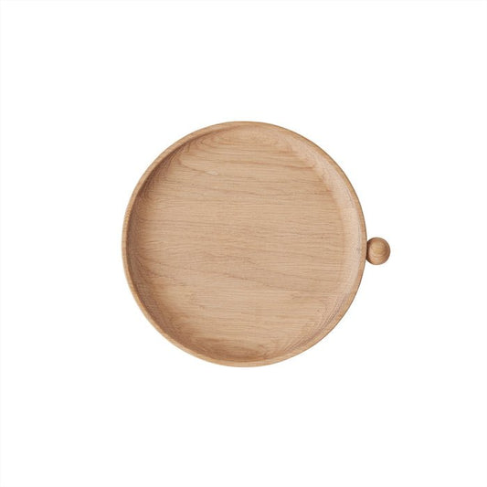 Eiken dienblad rond naturel 22x20 cm Inka