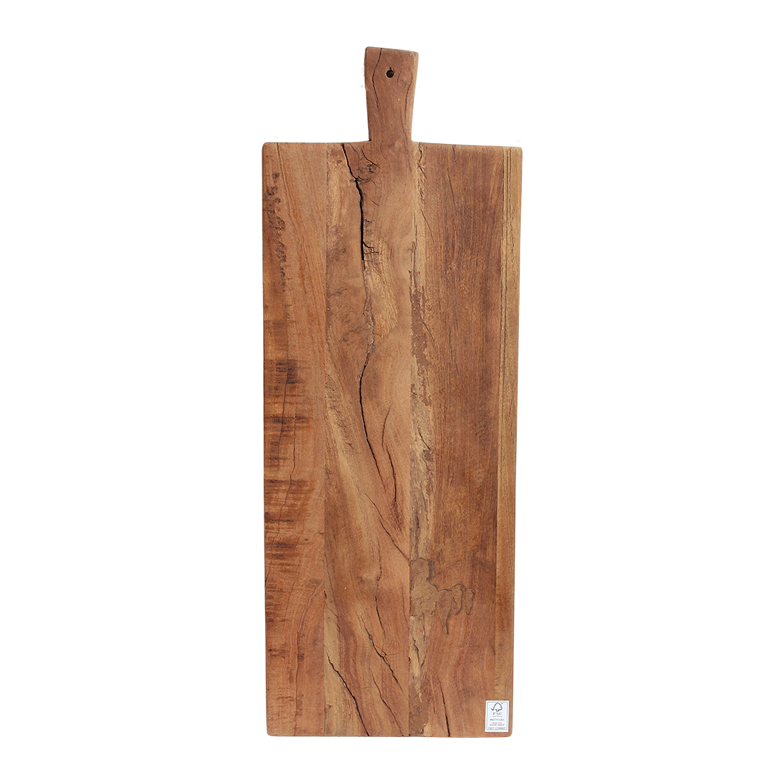 Farmwood houten borrelplank 60 cm met het certificaat aan de onderkant