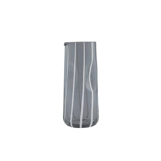 Glazen waterkan grijs gestreept 23 cm Mizu