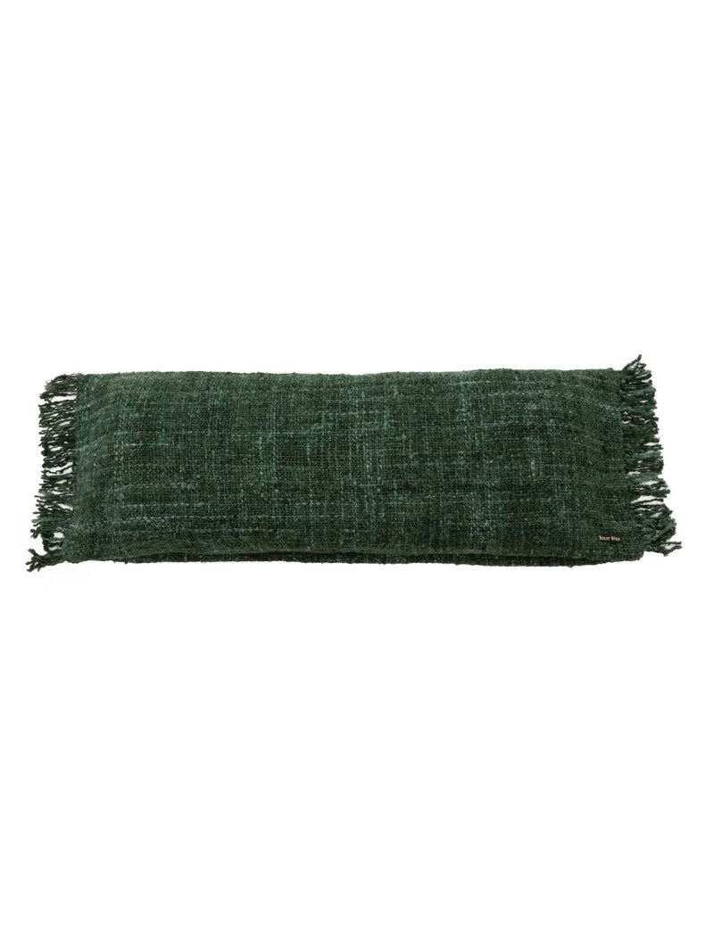 Groene katoenen kussenhoes Oh My Gee 35x100 vooraanzicht op wit achtergrond