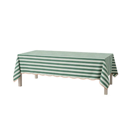 Groene katoenen tafelkleed gestreept 250x140 cm