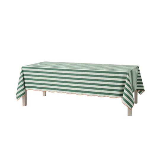 Groene katoenen tafelkleed gestreept 250x140 cm
