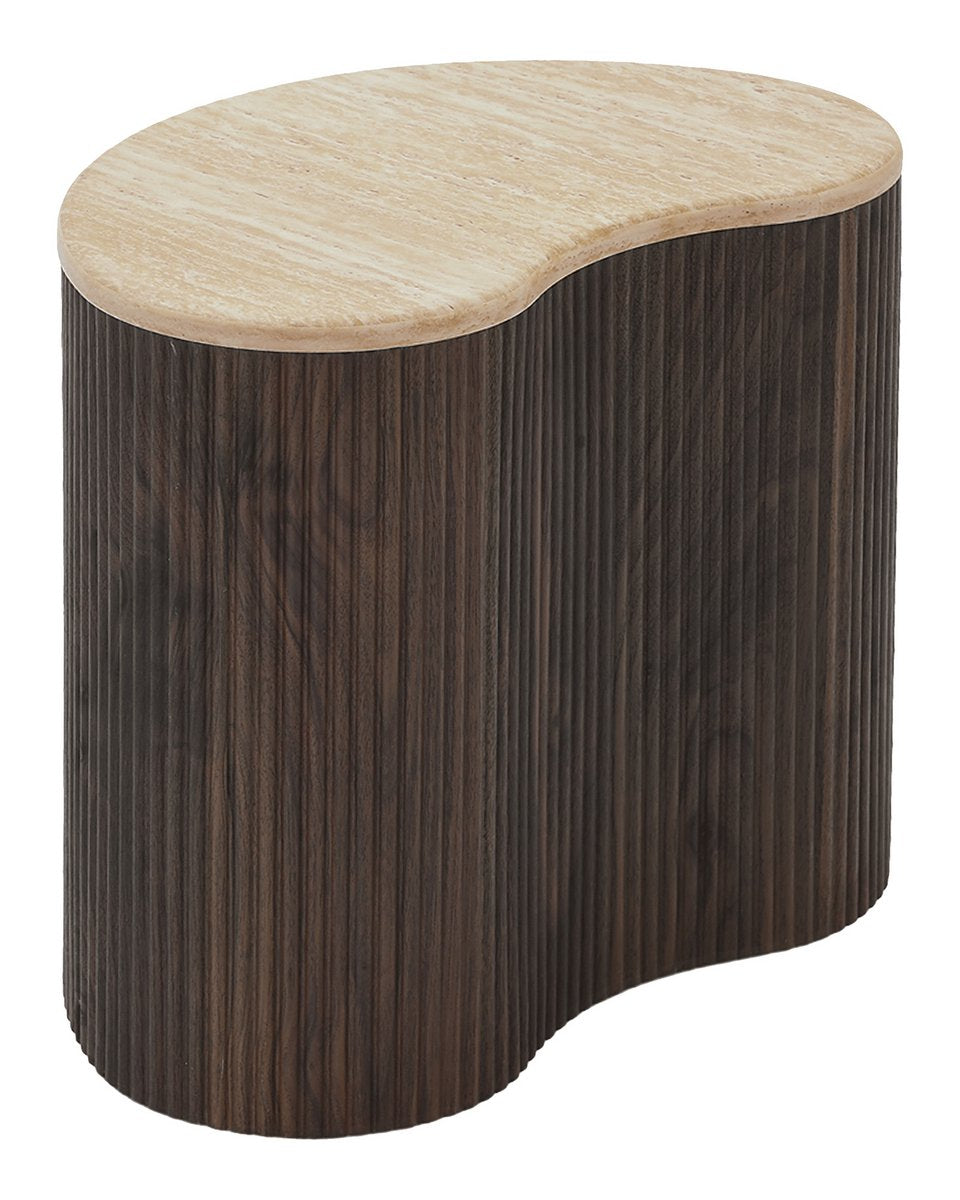 Cadiz bijzettafel met travertin-look blad op witte achtergrond