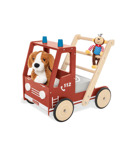 Baby walker brandweerwagen Fred van hout in rood design