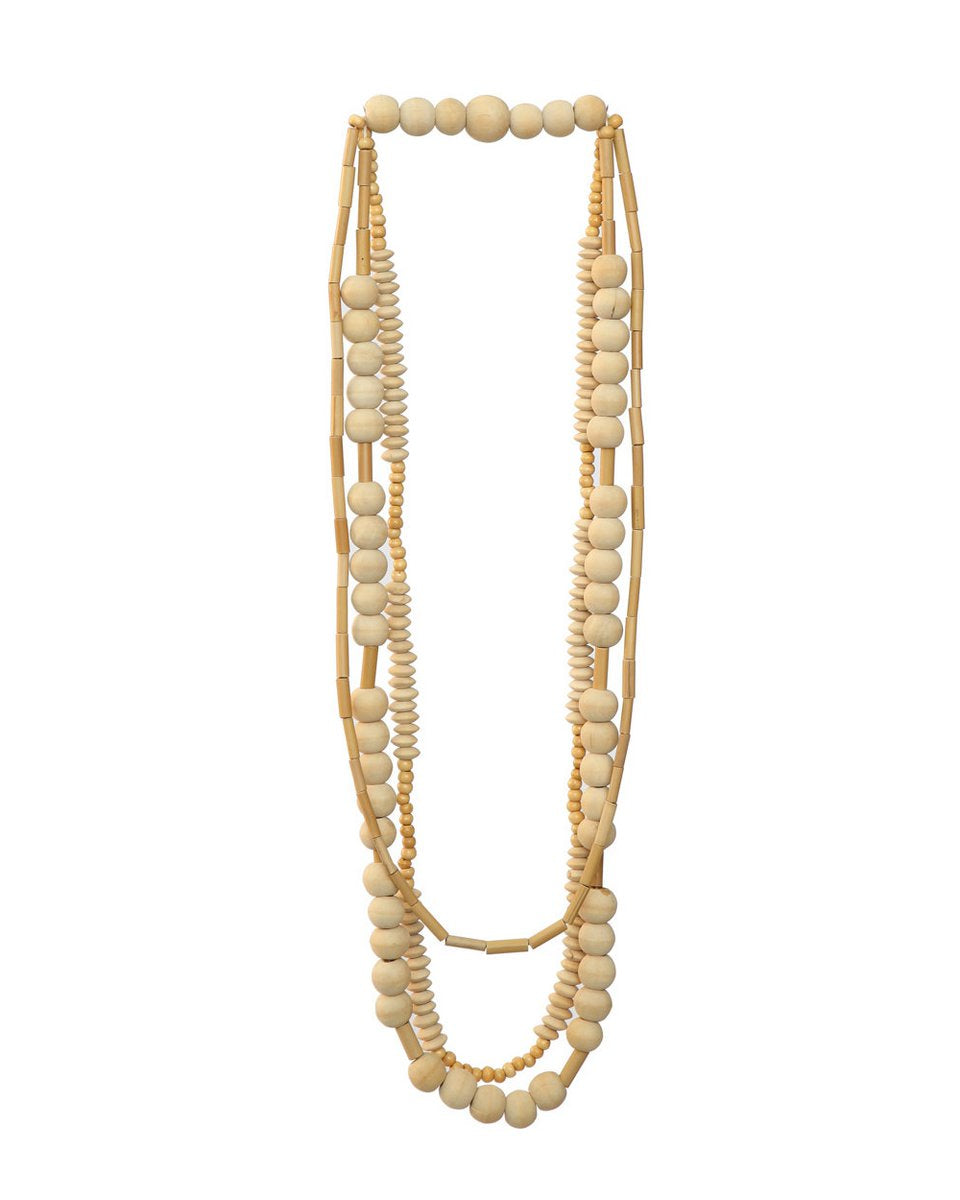 Jimbaran houten ketting naturel handgemaakt op witte achtergrond