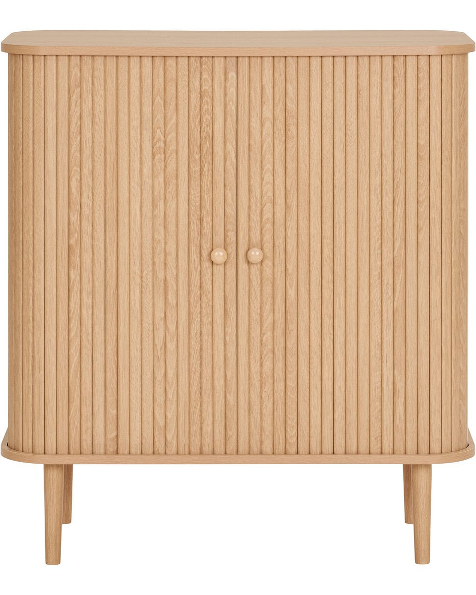 Nikko sideboard in natuurlijk hout met latstructuur op witte achtergrond