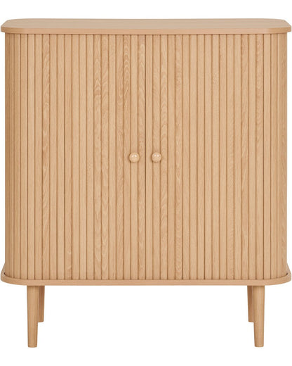 Nikko sideboard in natuurlijk hout met latstructuur op witte achtergrond