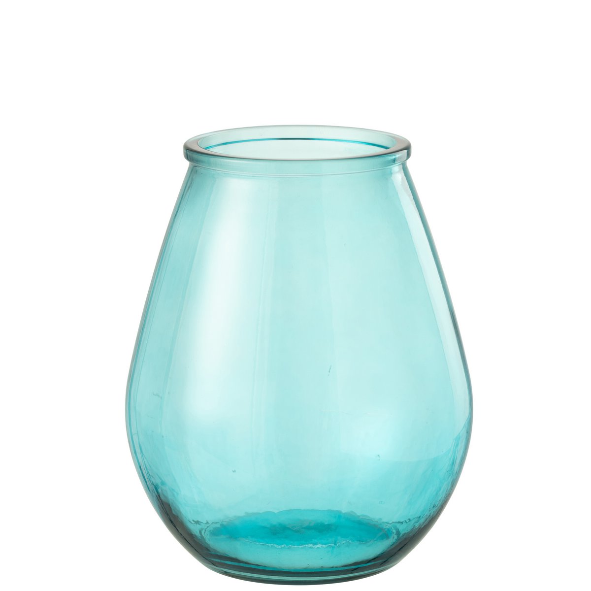 J-Line Blauwe ronde glazen vaas Egg op wit achtergrond