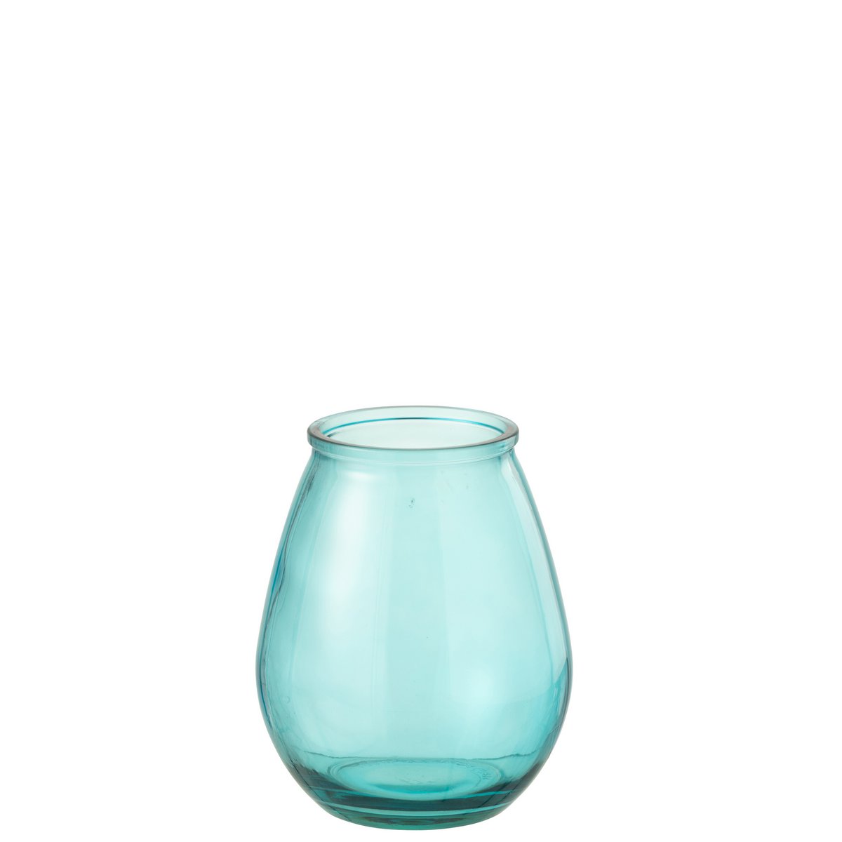 J-Line Blauwe ronde glazen vaas Egg op wit achtergrond