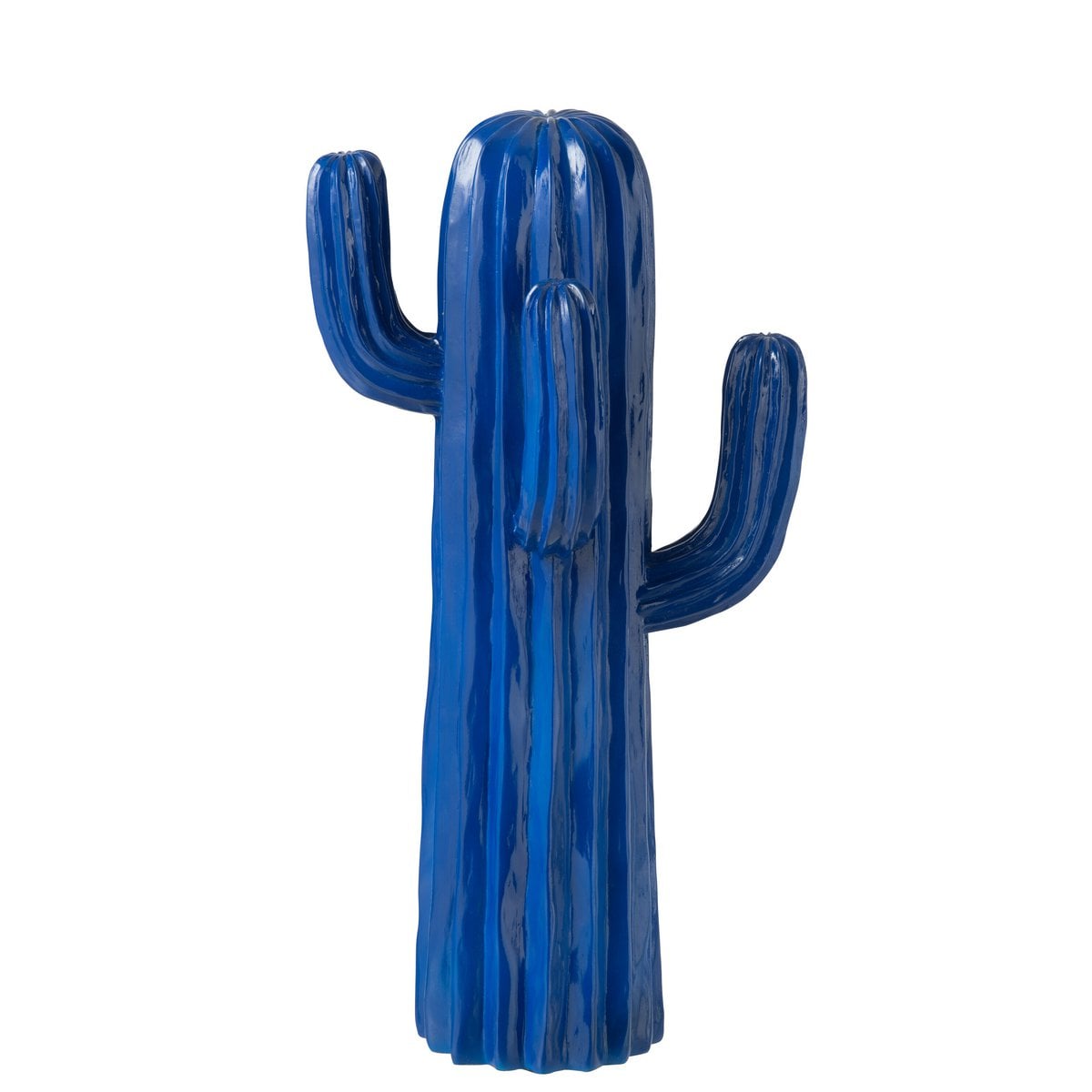 J-Line decoratieve cactus in glanzend blauw polyresine, large, vooraanzicht