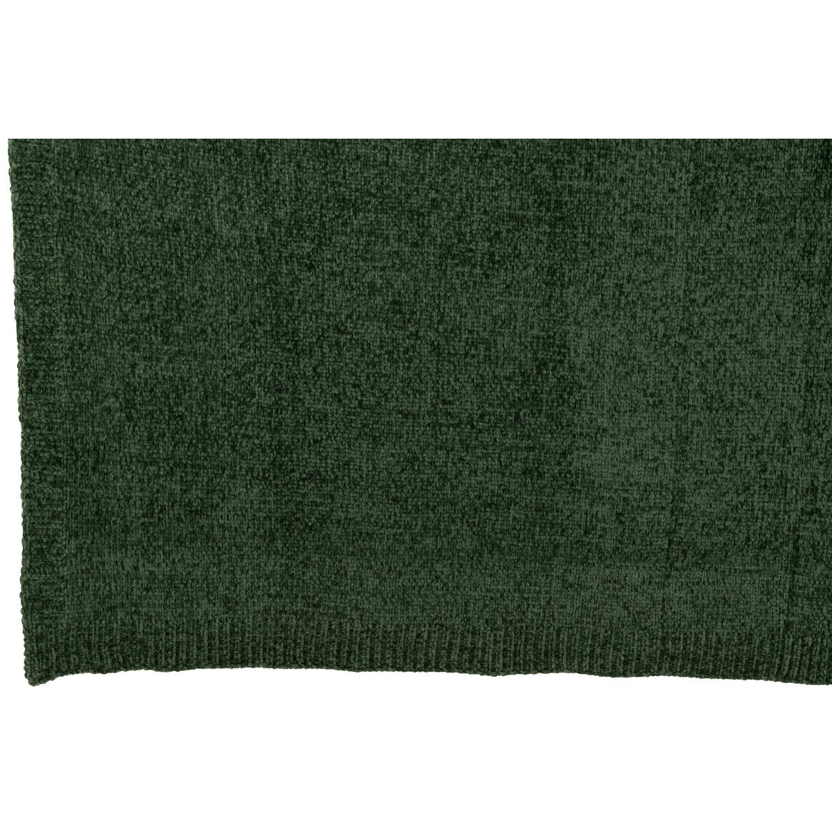 J-Line deken donkergroen 130x170 cm Chenille open gevouwen