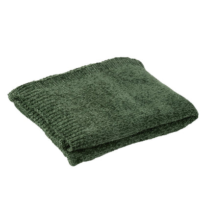 J-Line deken donkergroen 130x170 cm Chenille opgevouwen