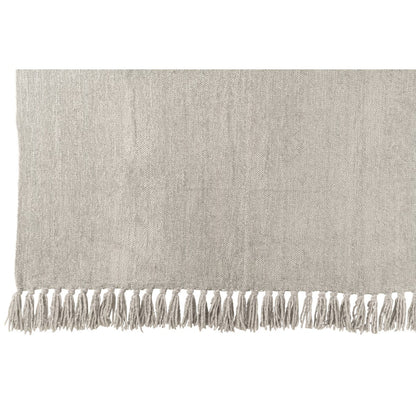 J-Line deken grijs 130x170 cm Chenille met franjes
