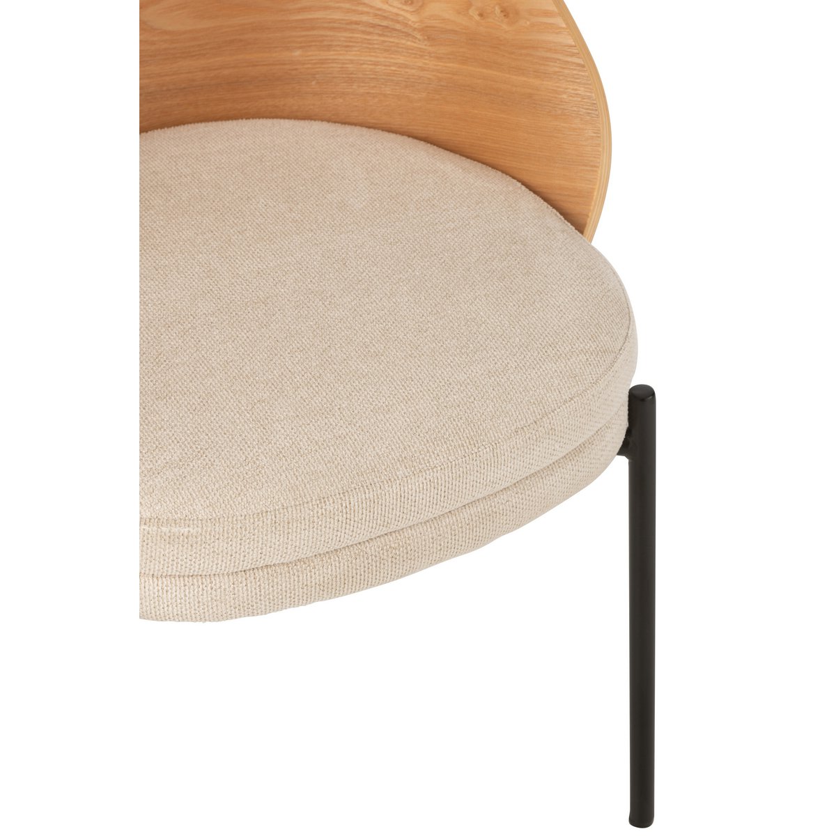 J-Line eetkamerstoel beige hout Lone, detail van de zitting en poten