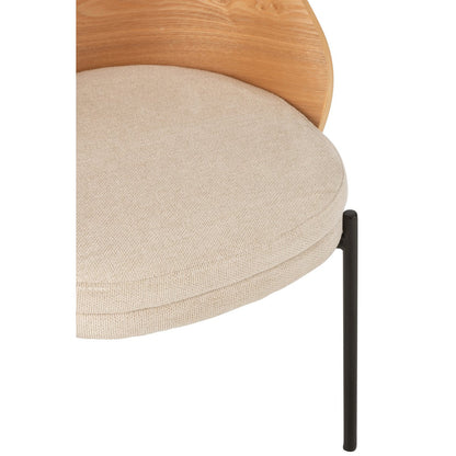 J-Line eetkamerstoel beige hout Lone, detail van de zitting en poten