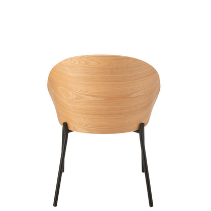 J-Line eetkamerstoel beige hout Lone vanaf de achterkant