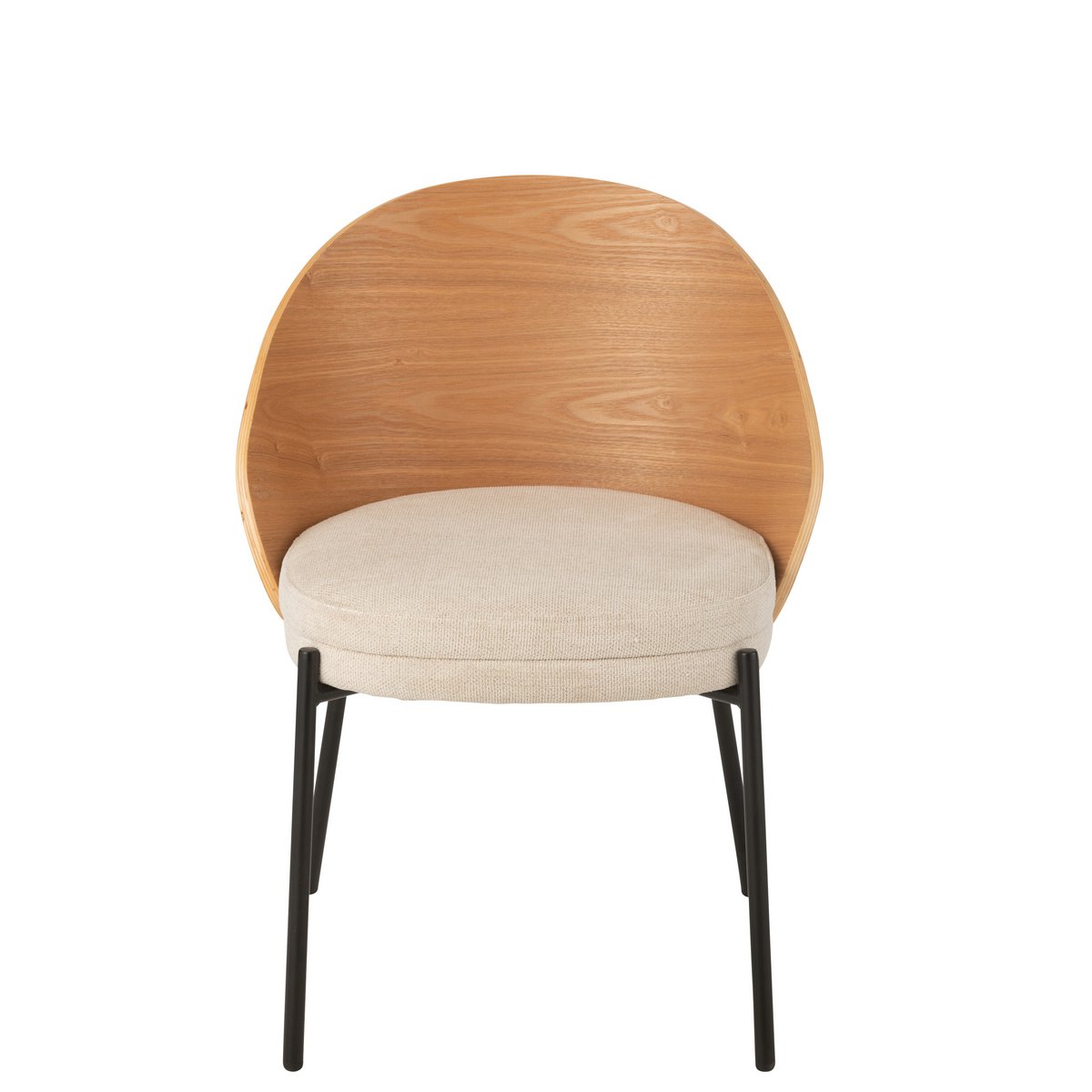 J-Line eetkamerstoel beige hout Lone vanaf de voorkant