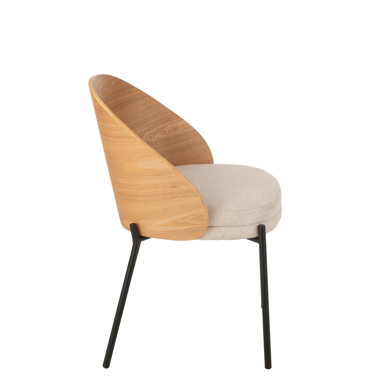 J-Line eetkamerstoel beige hout Lone vanaf de zijkant
