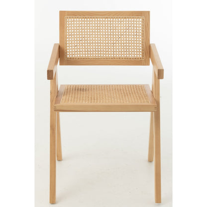 J-Line eetkamerstoel met armleuning naturel Rooster van voren