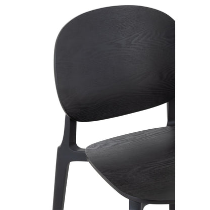 J-Line eetkamerstoel zwart Basic detail van de rugleuning