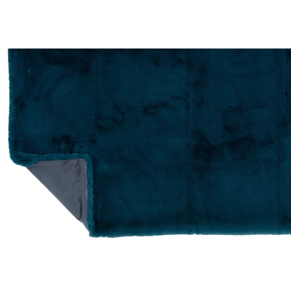 J-Line fleece deken polyester blauw 180x130 cm detail van het materiaal met terug geslagen rand