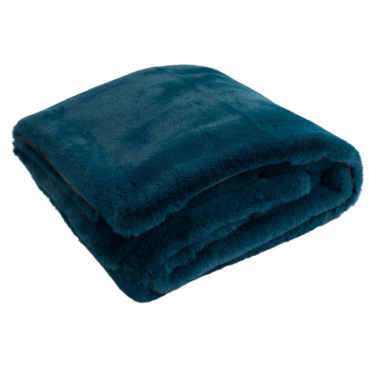 J-Line fleece deken polyester blauw 180x130 cm opgevouwen