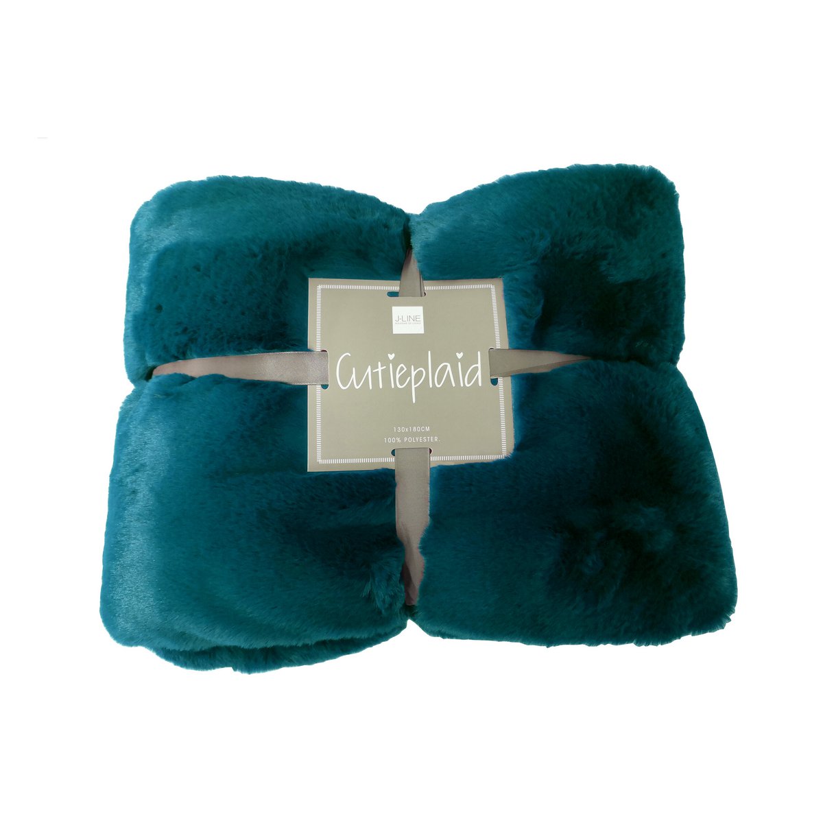 J-Line fleece deken polyester blauw 180x130 cm opgevouwen met strik eromheen