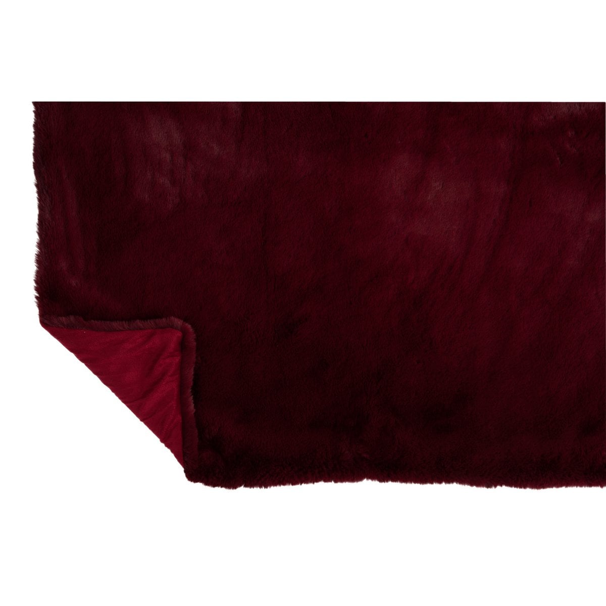 J-Line fleece deken polyester rood 180x130 cm  detail van het materiaal met opgevouwen rand