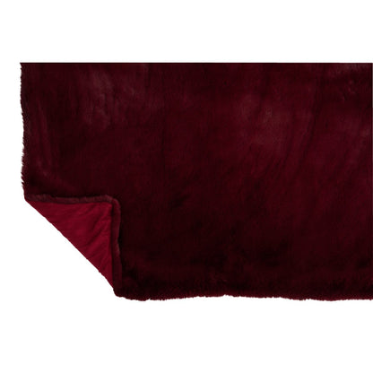 J-Line fleece deken polyester rood 180x130 cm  detail van het materiaal met opgevouwen rand
