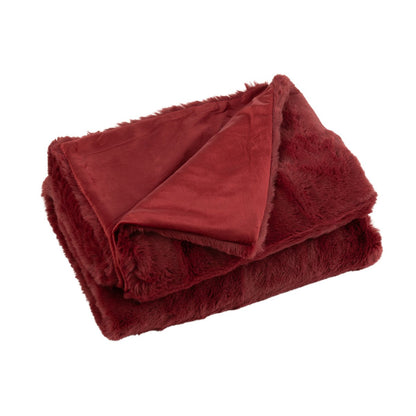 J-Line fleece deken polyester rood 180x130 cm half opgevouwen
