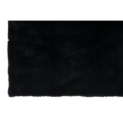 J-Line fleece deken polyester zwart 180x130 cm half opgevouwen 