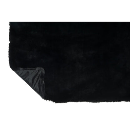 J-Line fleece deken polyester zwart 180x130 cm half opgevouwen met opgerold randje