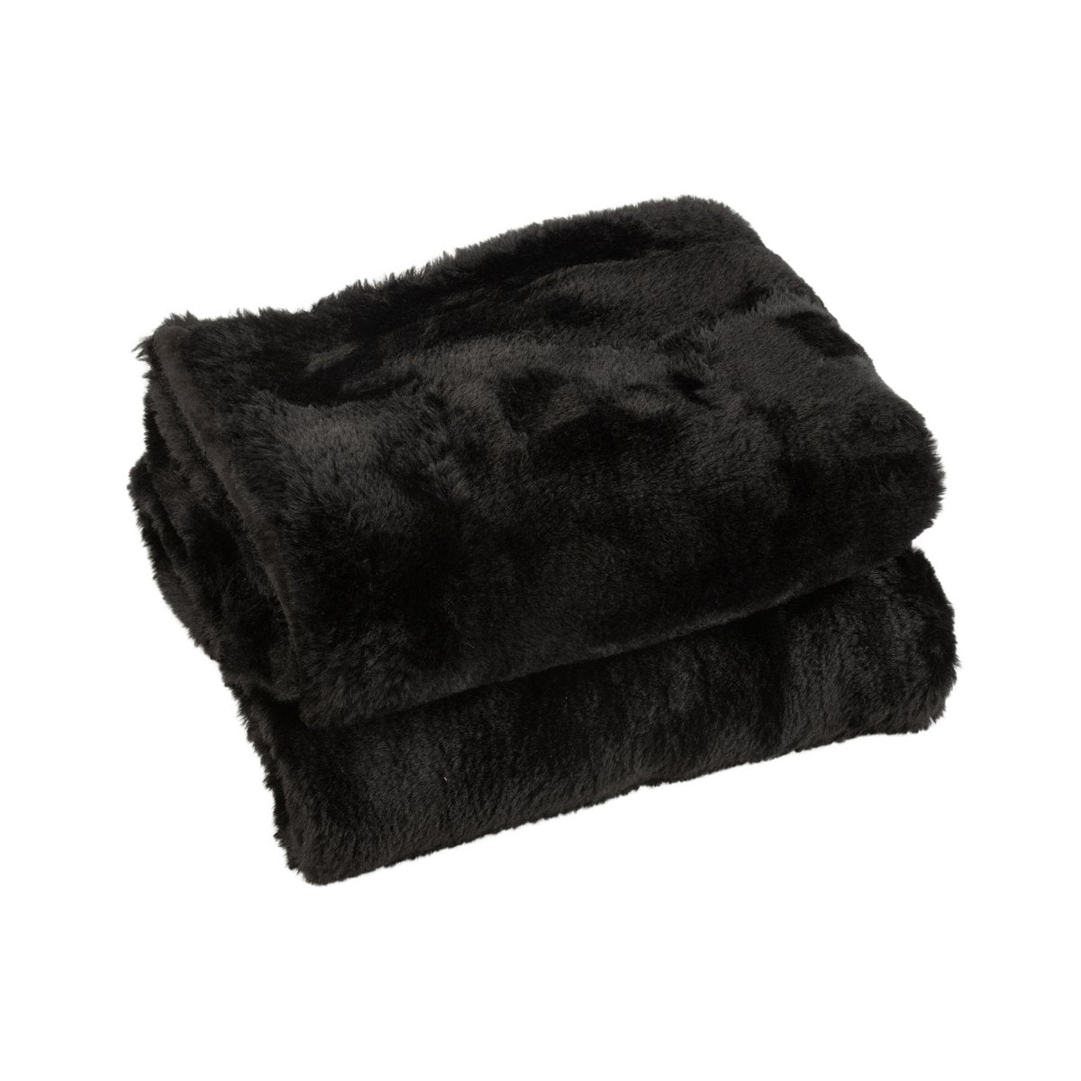 J-Line fleece deken polyester zwart 180x130 cm opgevouwen