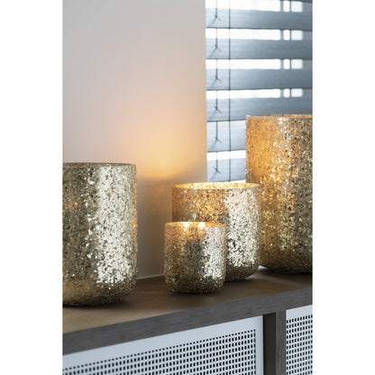 J-Line geurkaars goud glazen pot vanille 15 cm Luxuria samen met andere gouden geurkazen uit dezelfde lijn