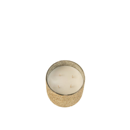 J-Line geurkaars goud glazen pot vanille 15 cm Luxuria van boven