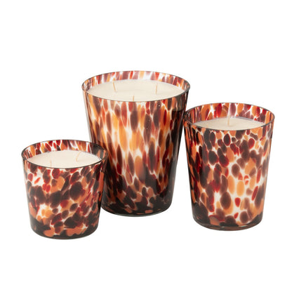 J-Line geurkaars in glas rood Noa naast andere formaten van de kaars